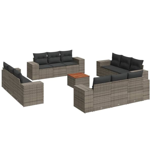 vidaXL sofasæt til haven 13 dele med hynder polyrattan grå