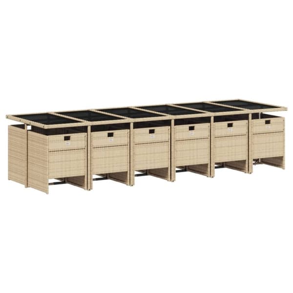 vidaXL spisebordssæt til haven 13 dele med hynder polyrattan beige