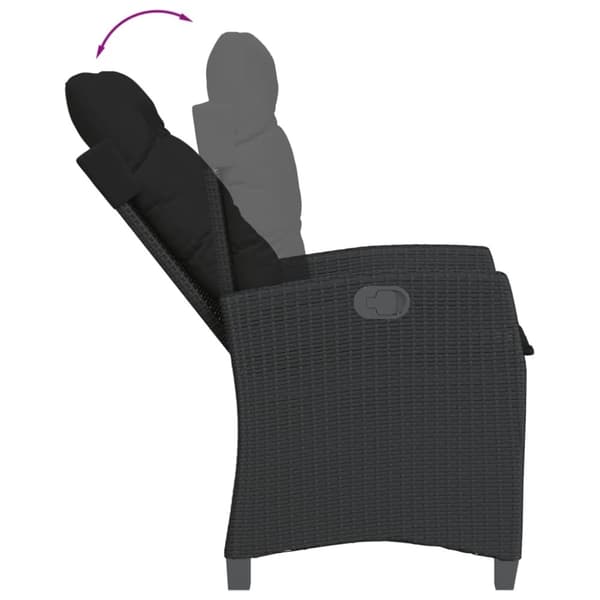 vidaXL spisebordssæt til haven 9 dele med hynder polyrattan sort