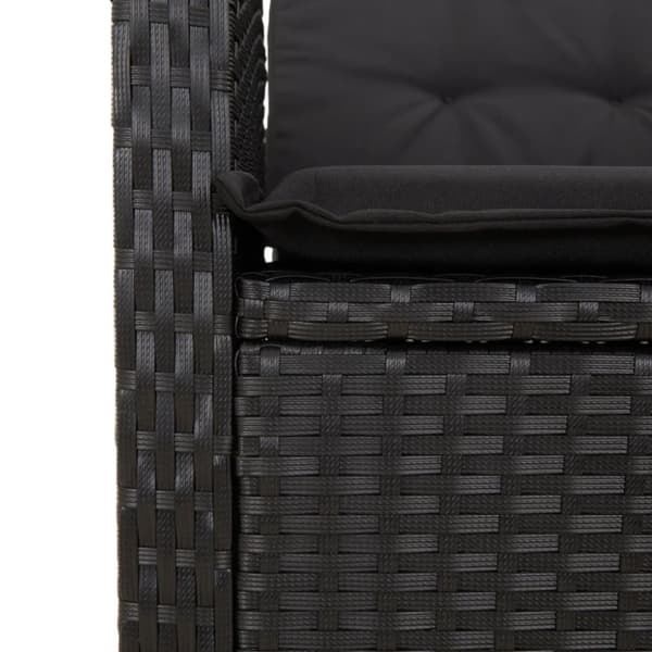 vidaXL spisebordssæt til haven 9 dele med hynder polyrattan sort