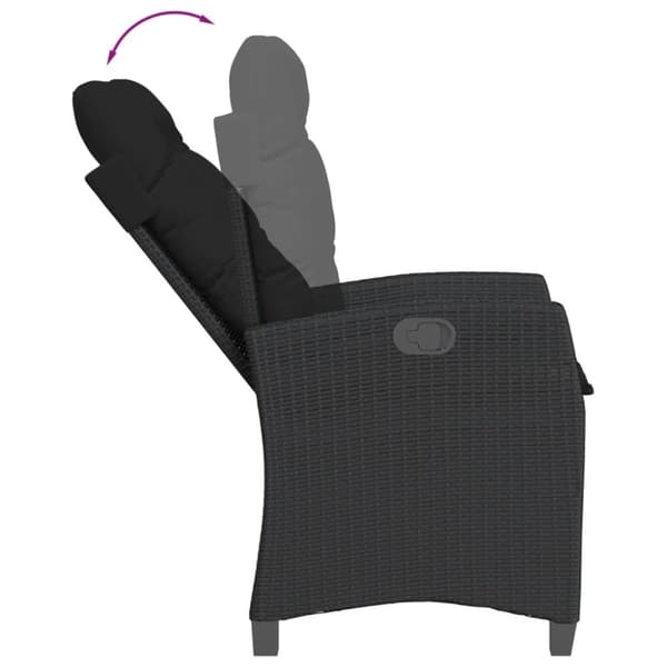 vidaXL spisebordssæt til haven 7 dele med hynder polyrattan sort