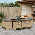 Miniatyrbillede 2 af 6: vidaXL spisebordssæt til haven 11 dele med hynder polyrattan beige