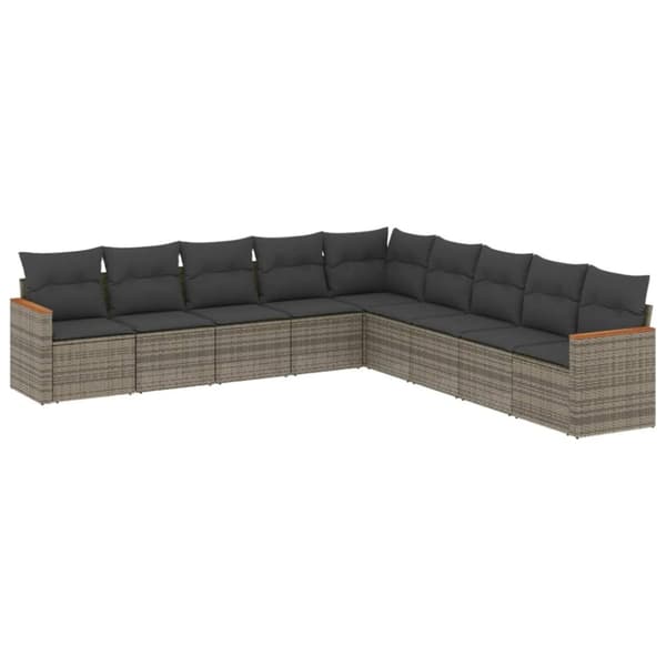 vidaXL sofasæt til haven 9 dele med hynder polyrattan grå