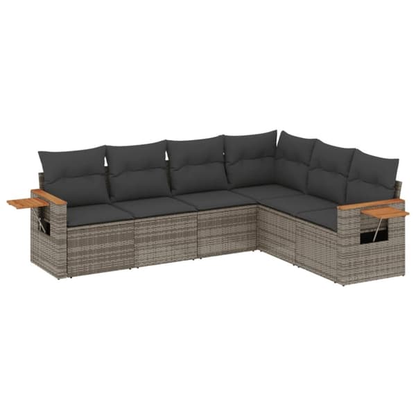 vidaXL sofasæt til haven 6 dele med hynder polyrattan grå