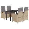 Miniatyrbillede 1 af 10: vidaXL spisebordssæt til haven 5 dele med hynder polyrattan beige