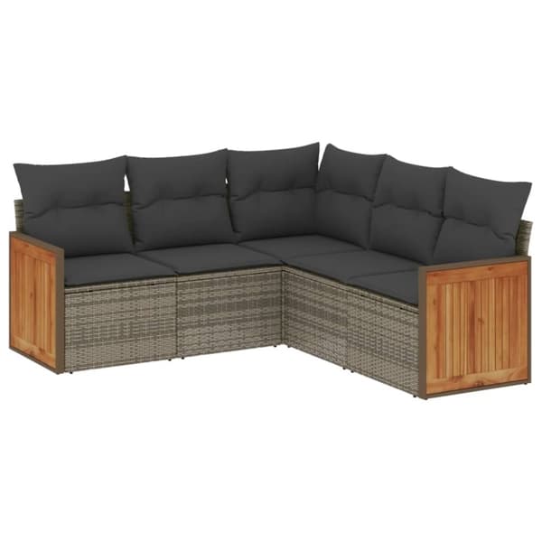 vidaXL sofasæt 5 dele med hynder polyrattan grå