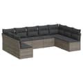 Miniatyrbillede 1 af 3: vidaXL sofasæt til haven 9 dele med hynder polyrattan grå