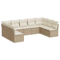 Miniatyrbillede 1 af 3: vidaXL sofasæt til haven 9 dele med hynder polyrattan beige