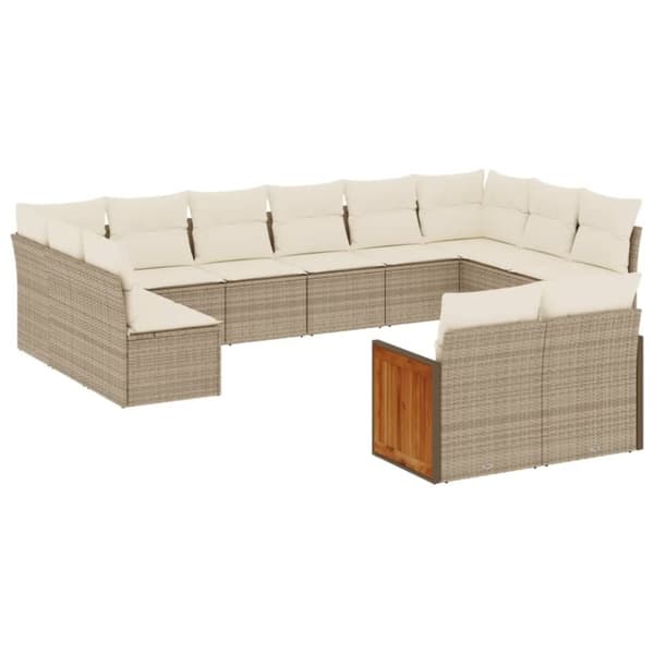 vidaXL sofasæt til haven 12 dele med hynder polyrattan beige