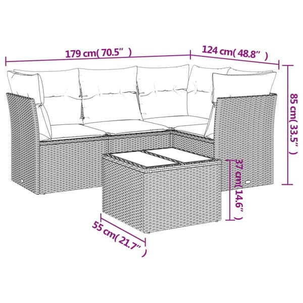 vidaXL sofasæt til haven 5 dele med hynder polyrattan beige