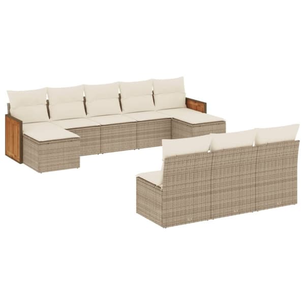 vidaXL sofasæt til haven 10 dele med hynder polyrattan beige