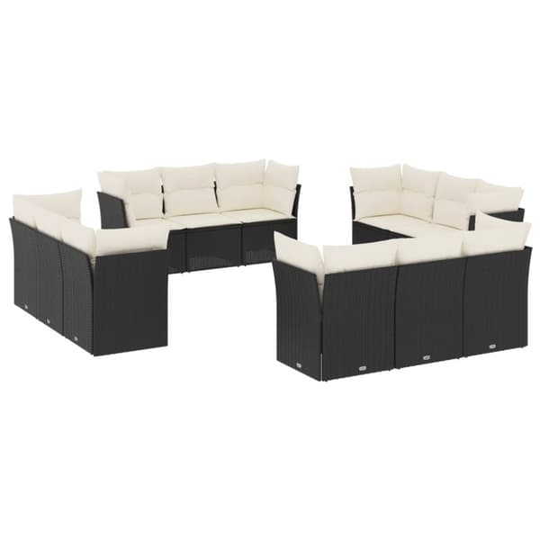 vidaXL sofasæt til haven 12 dele med hynder polyrattan sort