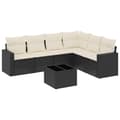 Miniatyrbillede 1 af 11: vidaXL sofasæt til haven 7 dele med hynder polyrattan sort