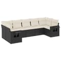 Miniatyrbillede 1 af 3: vidaXL sofasæt til haven 7 dele med hynder polyrattan sort