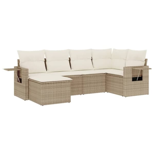 vidaXL sofasæt til haven 6 dele med hynder polyrattan beige