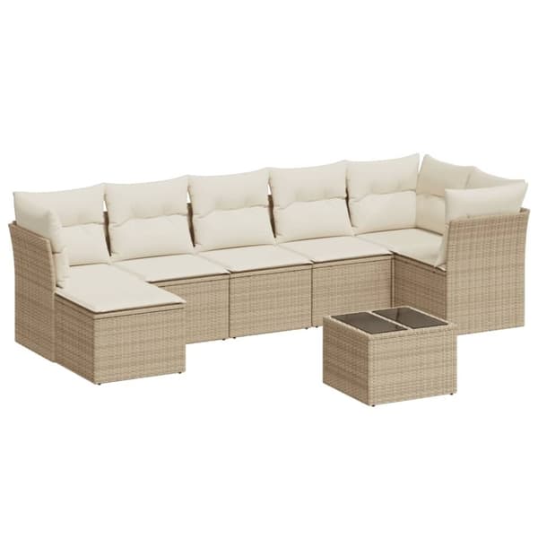 vidaXL sofasæt til haven 8 dele med hynder polyrattan beige
