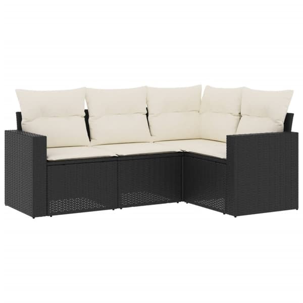 vidaXL sofasæt til haven 4 dele med hynder polyrattan sort