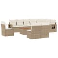 Miniatyrbillede 1 af 3: vidaXL sofasæt til haven 11 dele med hynder polyrattan beige
