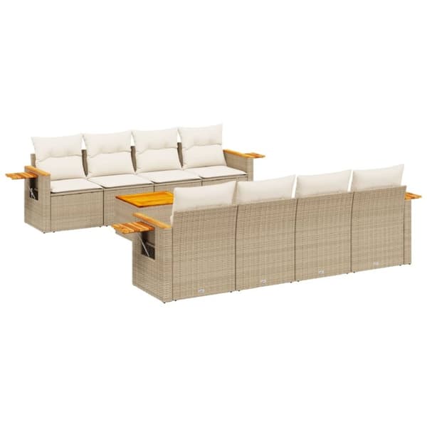 vidaXL sofasæt til haven 9 dele med hynder polyrattan beige