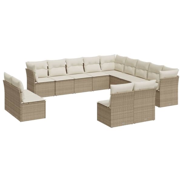 vidaXL sofasæt til haven 13 dele med hynder polyrattan beige