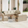 Miniatyrbillede 3 af 3: vidaXL sofasæt til haven 9 dele med hynder polyrattan beige