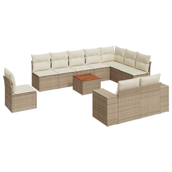 vidaXL sofasæt til haven 11 dele med hynder polyrattan beige