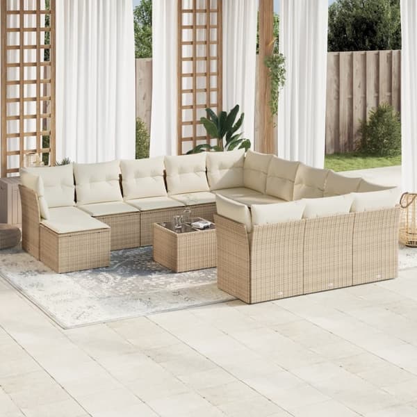 vidaXL sofasæt til haven 13 dele med hynder polyrattan beige
