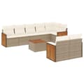 Miniatyrbillede 1 af 3: vidaXL sofasæt til haven 9 dele med hynder polyrattan beige