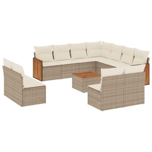 vidaXL sofasæt til haven 12 dele med hynder polyrattan beige