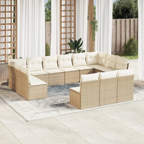 vidaXL sofasæt til haven 13 dele med hynder polyrattan beige