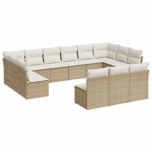 vidaXL sofasæt til haven 13 dele med hynder polyrattan beige