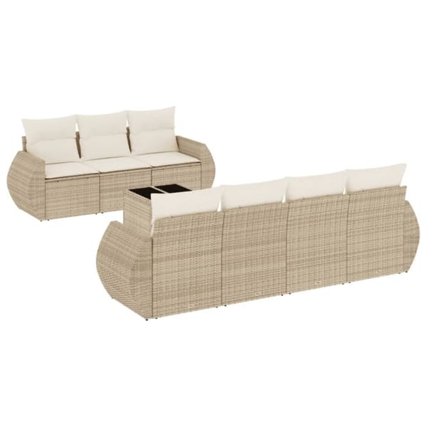 vidaXL sofasæt til haven 8 dele med hynder polyrattan beige