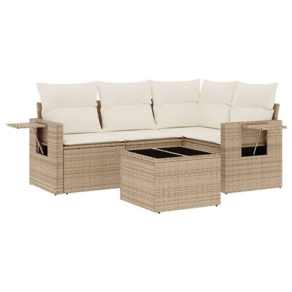 vidaXL sofasæt til haven 5 dele med hynder polyrattan beige