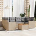 Miniatyrbillede 3 af 3: vidaXL sofasæt til haven 7 dele med hynder polyrattan beige