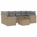 Miniatyrbillede 1 af 3: vidaXL sofasæt til haven 7 dele med hynder polyrattan beige