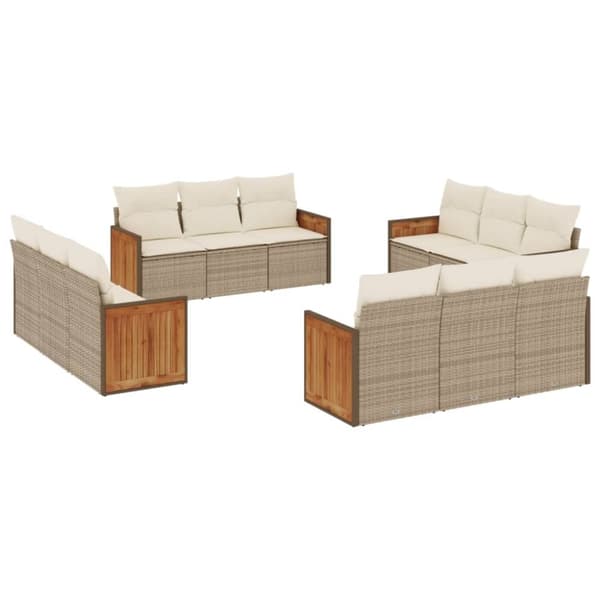 vidaXL sofasæt til haven 12 dele med hynder polyrattan beige