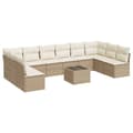 Miniatyrbillede 1 af 3: vidaXL sofasæt til haven 11 dele med hynder polyrattan beige