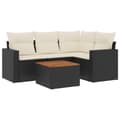 Miniatyrbillede 1 af 3: vidaXL sofasæt til haven 5 dele med hynder polyrattan sort