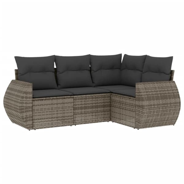 vidaXL sofasæt til haven 4 dele med hynder polyrattan grå