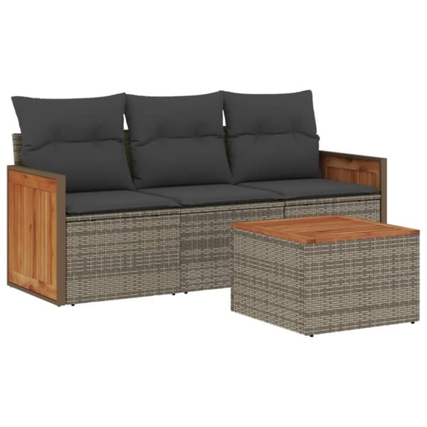 vidaXL sofasæt til haven 4 dele med hynder polyrattan grå