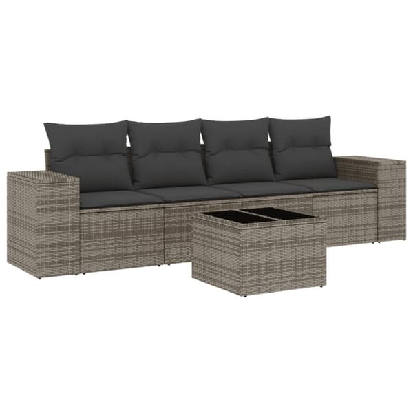 vidaXL sofasæt 5 dele med hynder polyrattan grå