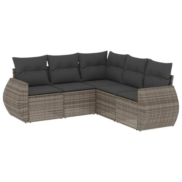 vidaXL sofasæt 5 dele med hynder polyrattan grå