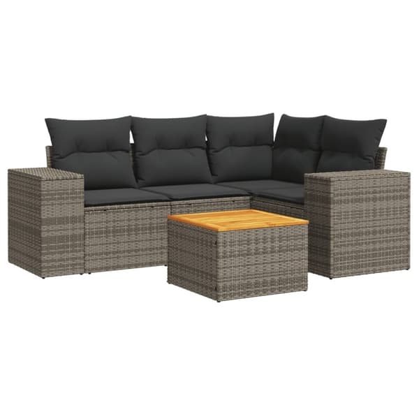 vidaXL sofasæt 5 dele med hynder polyrattan grå