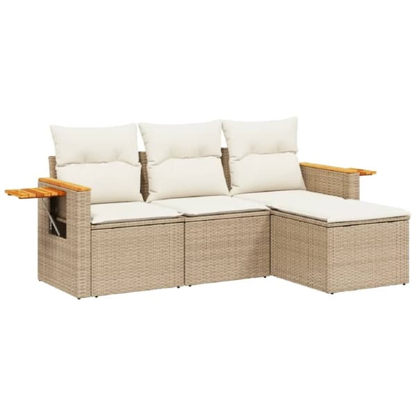 vidaXL sofasæt til haven 4 dele med hynder polyrattan beige
