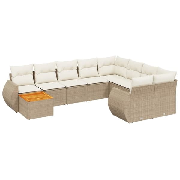 vidaXL sofasæt til haven 10 dele med hynder polyrattan beige