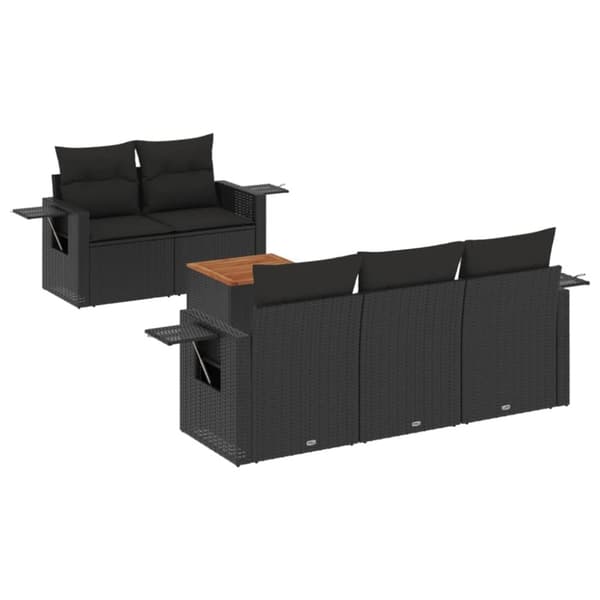 vidaXL sofasæt til haven 6 dele med hynder polyrattan sort