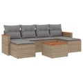 Miniatyrbillede 1 af 3: vidaXL sofasæt til haven 7 dele med hynder polyrattan beige