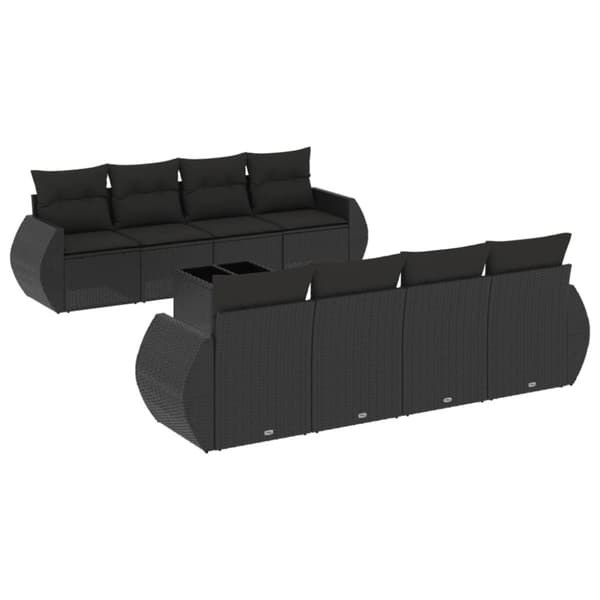 vidaXL sofasæt til haven 9 dele med hynder polyrattan sort