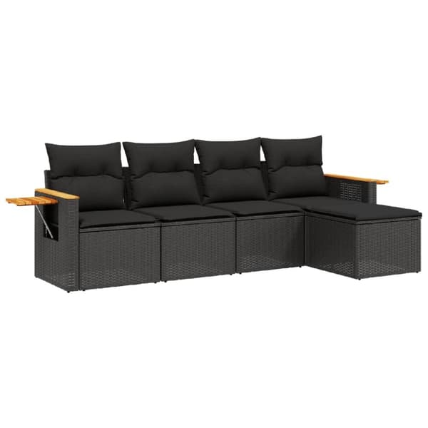vidaXL sofasæt til haven 5 dele med hynder polyrattan sort
