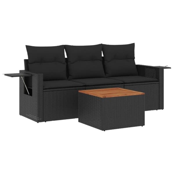 vidaXL sofasæt til haven 4 dele med hynder polyrattan sort